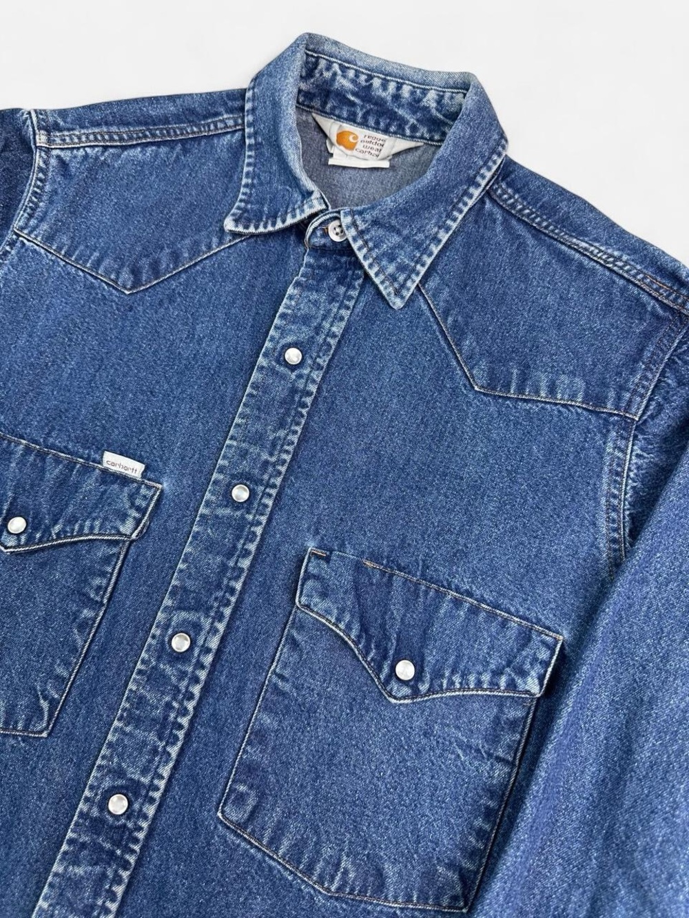 The Vintage 90s Carhartt Denim Western Pearl Snap Shirt